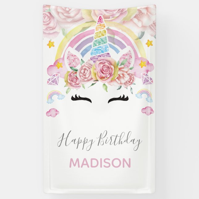 Unicorn Magical Happy Birthday Banner (Vertikal)
