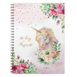 Unicorn Magical Illustration Girl Daily Diary Notizblock