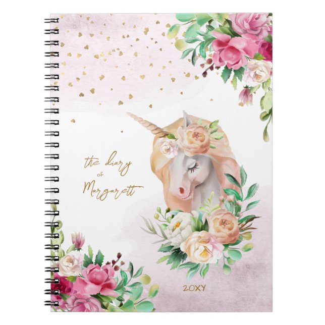 Unicorn Magical Illustration Girl Daily Diary Notizblock (Vorderseite)