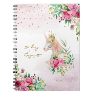 Unicorn Magical Illustration Girl Daily Diary Notizblock