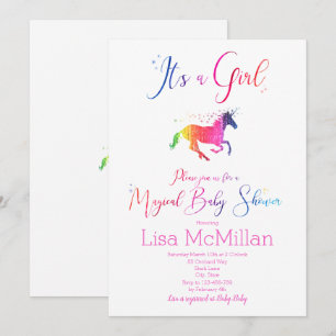 Unicorn Magical Rainbow Baby Shower Einladung