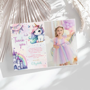 Unicorn Magical Rainbow Birthday Foto Dankeskarte