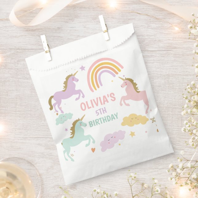 Unicorn Magical Rainbow Celebration Girl Birthday Geschenktütchen (Ausgeschnitten)