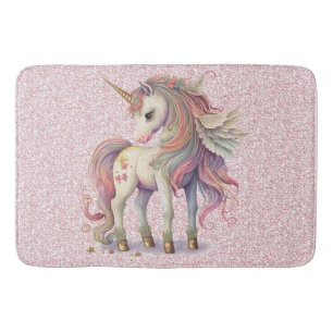 Unicorn Magische Regenbogenfarben Rosa Glitzer Badematte