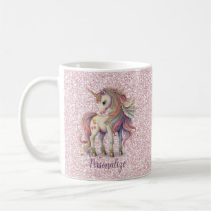 Unicorn Magische Regenbogenfarben Rosa Glitzer Kaffeetasse