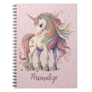 Unicorn Magische Regenbogenfarben Rosa Glitzer Notizblock