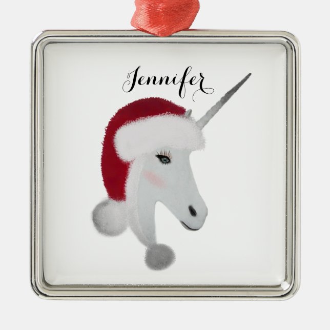 Unicorn Magische Weihnachten Personalisiert Ornament Aus Metall (Vorne)