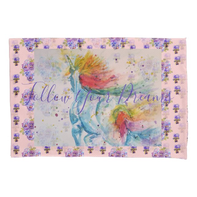 Unicorn Malerträume Rosa Pillowcase Kissenbezug (Vorderseite)