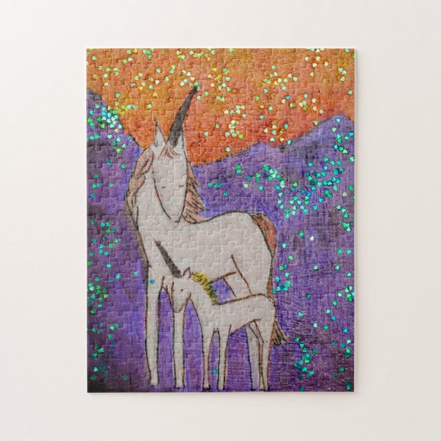 Unicorn Mama und Baby Puzzle (Vertikal)