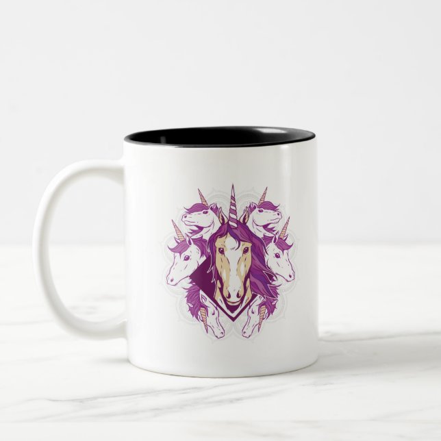 Unicorn mandala zweifarbige tasse (Links)