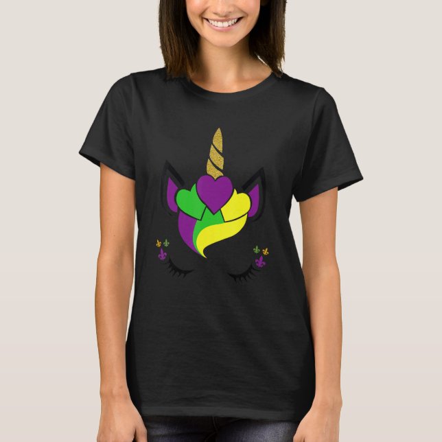 Unicorn Mardi Gras Carnival Party Girls Women Kids T-Shirt (Vorderseite)