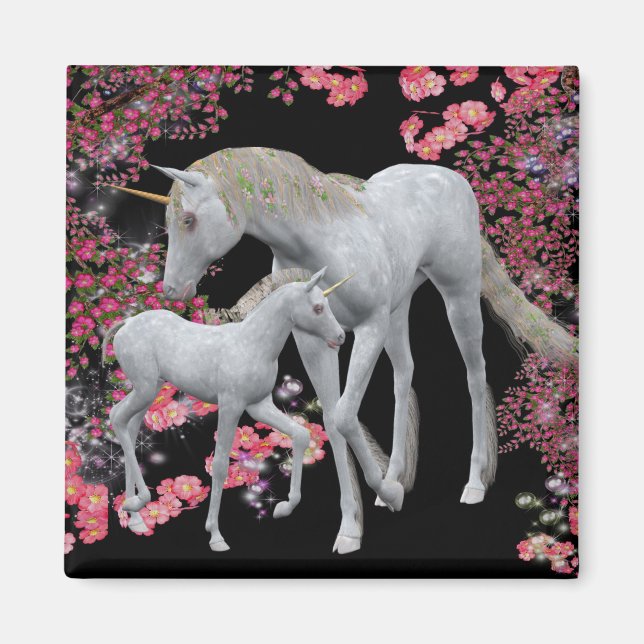 Unicorn Mare and Foal Fantasy Magnet (Vorne)