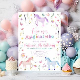 Unicorn Meadow Five is a Magical Vibe Birthday Einladung