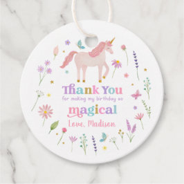 Unicorn Meadow Pastel Pink Gold Geburtstag Geschenkanhänger