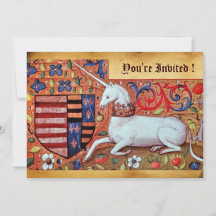 UNICORN MEDIEVAL FANTASY BLUME, FLORALPARKPLATZ EINLADUNG