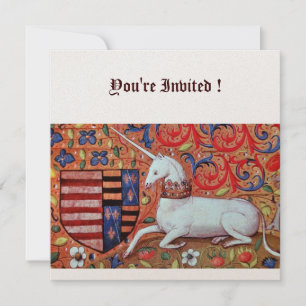 UNICORN MEDIEVAL FANTASY BLUME, RED WHLORAL EINLADUNG