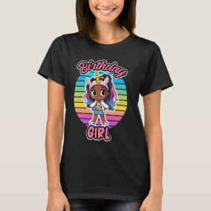 Unicorn Melanin Black Afro Girl Youth Birthday Yea T-Shirt