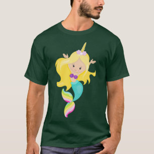 Unicorn Mermaid Niedlich Mermaid Blonde Hair Musch T-Shirt