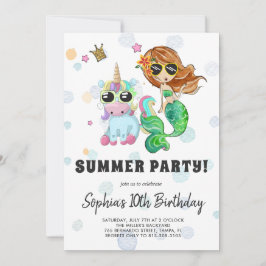 Unicorn & Mermaid Pool Party Einladung