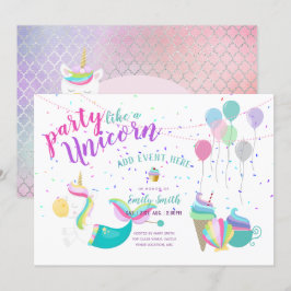 Unicorn Mermaid Princess Birthday Einladungen