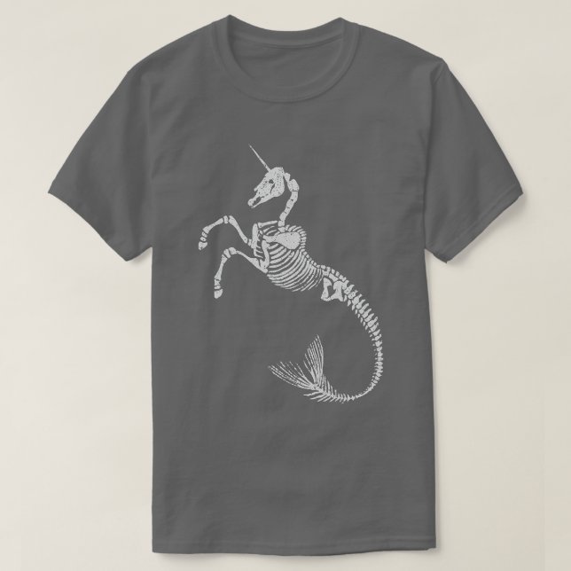 Unicorn Mermaid Skeleton Halloween Fantasy Art T-Shirt (Design vorne)