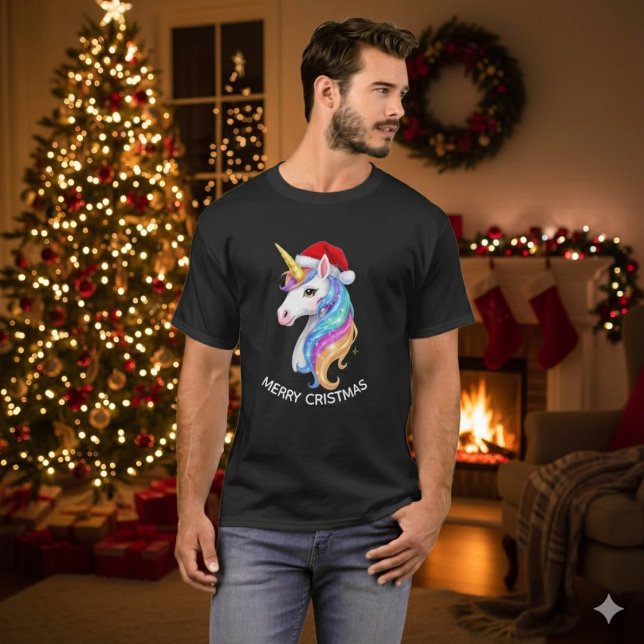 Unicorn Merry Christmas Design T-Shirt (Von Creator hochgeladen)