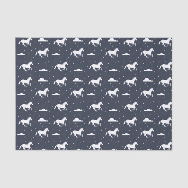 Unicorn Midnight Sky Muster Blue Seidenpapier (Vorderseite)