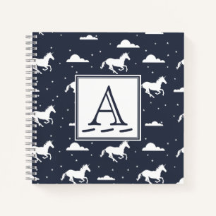 Unicorn Midnight Sky Muster Monogram Notizbuch