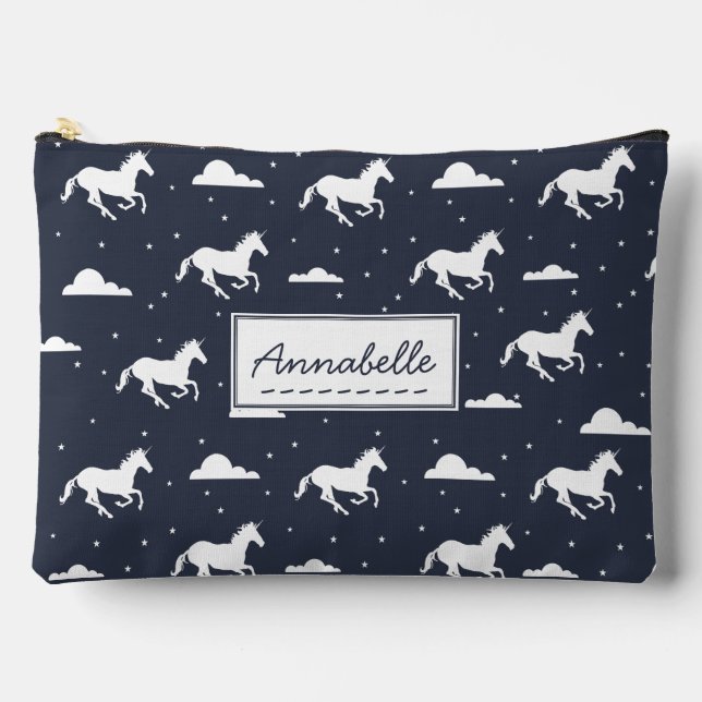 Unicorn Midnight Sky Muster Personalisiert Zubehörtasche (Vorderseite)