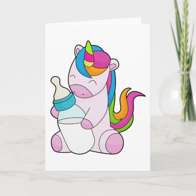 Unicorn Milchflasche Karte (Vorderseite)
