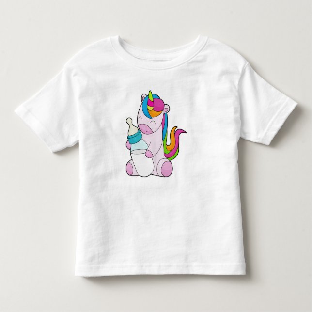 Unicorn Milchflasche Kleinkind T-shirt (Vorderseite)