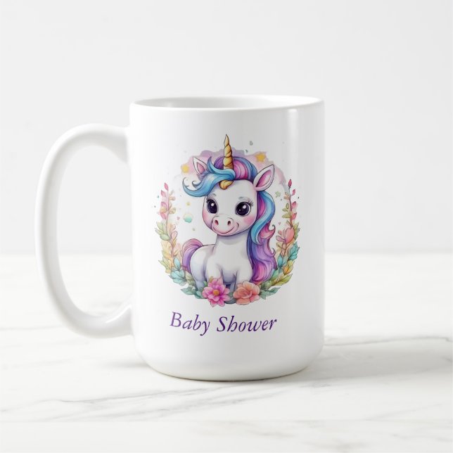 Unicorn Minimalistisch Baby Dusche positiv Kaffeetasse (Links)