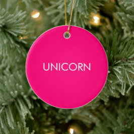 "Unicorn", minimalistisch, heiß rosa Fuchsienweiß Keramik Ornament