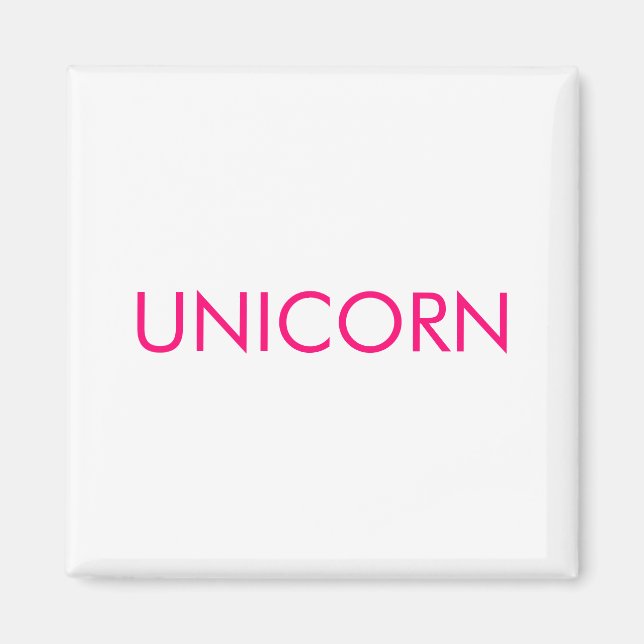 "Unicorn", minimalistisch, heiß rosa Fuchsienweiß Magnet (Vorne)