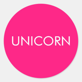 "Unicorn", minimalistisch, heiß rosa Fuchsienweiß Runder Aufkleber