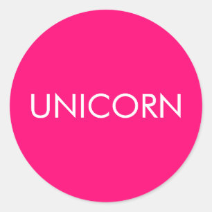 "Unicorn", minimalistisch, heiß rosa Fuchsienweiß Runder Aufkleber