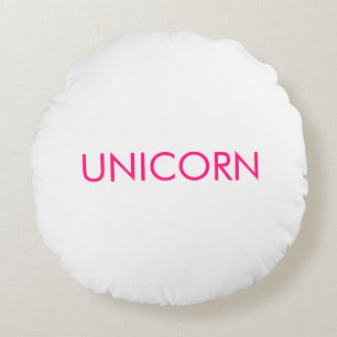 "Unicorn", minimalistisch, heiß rosa Fuchsienweiß Rundes Kissen