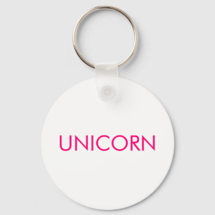 "Unicorn", minimalistisch, heiß rosa Fuchsienweiß Schlüsselanhänger