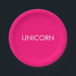 "Unicorn" minimalistischer, hellrosa Fuchsienweiße Pappteller<br><div class="desc">"Unicorn" minimalistisch scharf rosa fuchsienweißes Papierplatte</div>