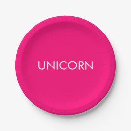 "Unicorn" minimalistischer, hellrosa Fuchsienweiße Pappteller