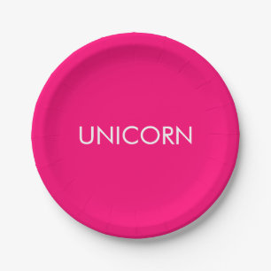 "Unicorn" minimalistischer, hellrosa Fuchsienweiße Pappteller