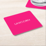 "Unicorn" minimalistischer, hellrosa Fuchsienweiße Rechteckiger Pappuntersetzer<br><div class="desc">"Unicorn" minimalistisch heiß rosa Fuchsia White Custom Square Paper Untersetzer anpassen,  personalisieren mit Ihrem Namen</div>