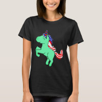 Unicorn Mint Green Patriotic USA Flag Mane Cartoon