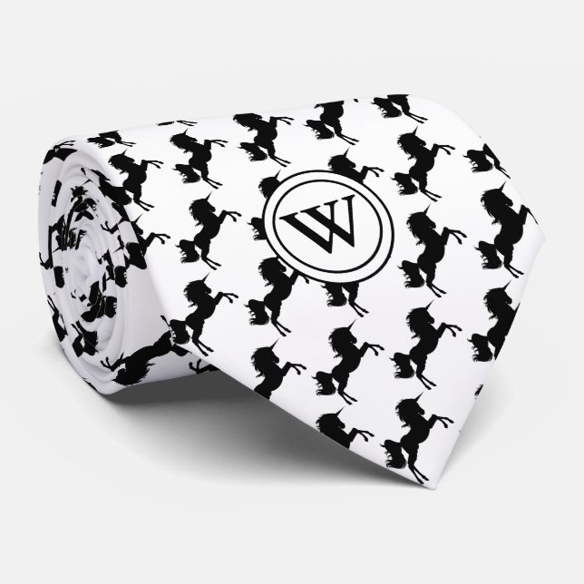 UNICORN mit Christlicher Schrift Monogramm weiß Krawatte (Gerollt)