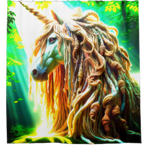 Unicorn mit Dreadlocks Duschvorhang