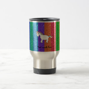 Unicorn mit Regenbogen-Glitterstreifen Reisebecher