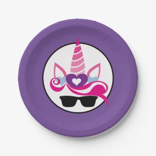 Unicorn mit Sonnenbrille Pappteller
