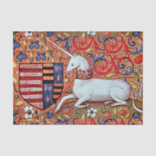 UNICORN, MITTELALTERLICHE FANTASIE-BLUMEN, SEIDENPAPIER