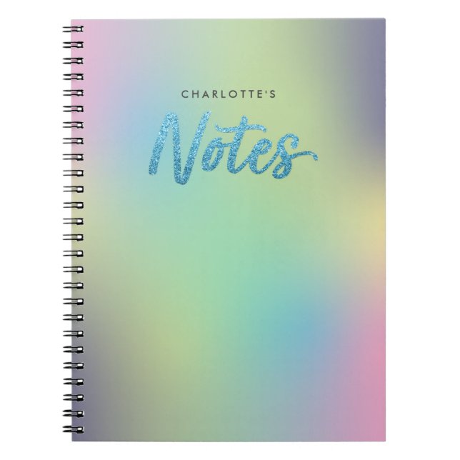 Unicorn Mix Muster Imitate Blue Glitzer Notes Notizblock (Vorderseite)