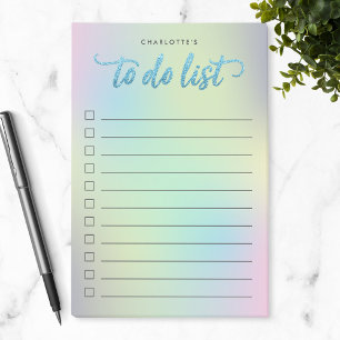 Unicorn Mix-Muster-Imitate Blue Glitzer to do List Post-it Klebezettel